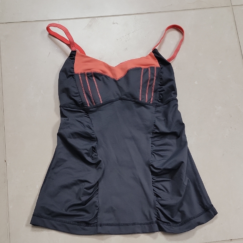 Lululemon Happy Heat Gray And Coral Corset Tank